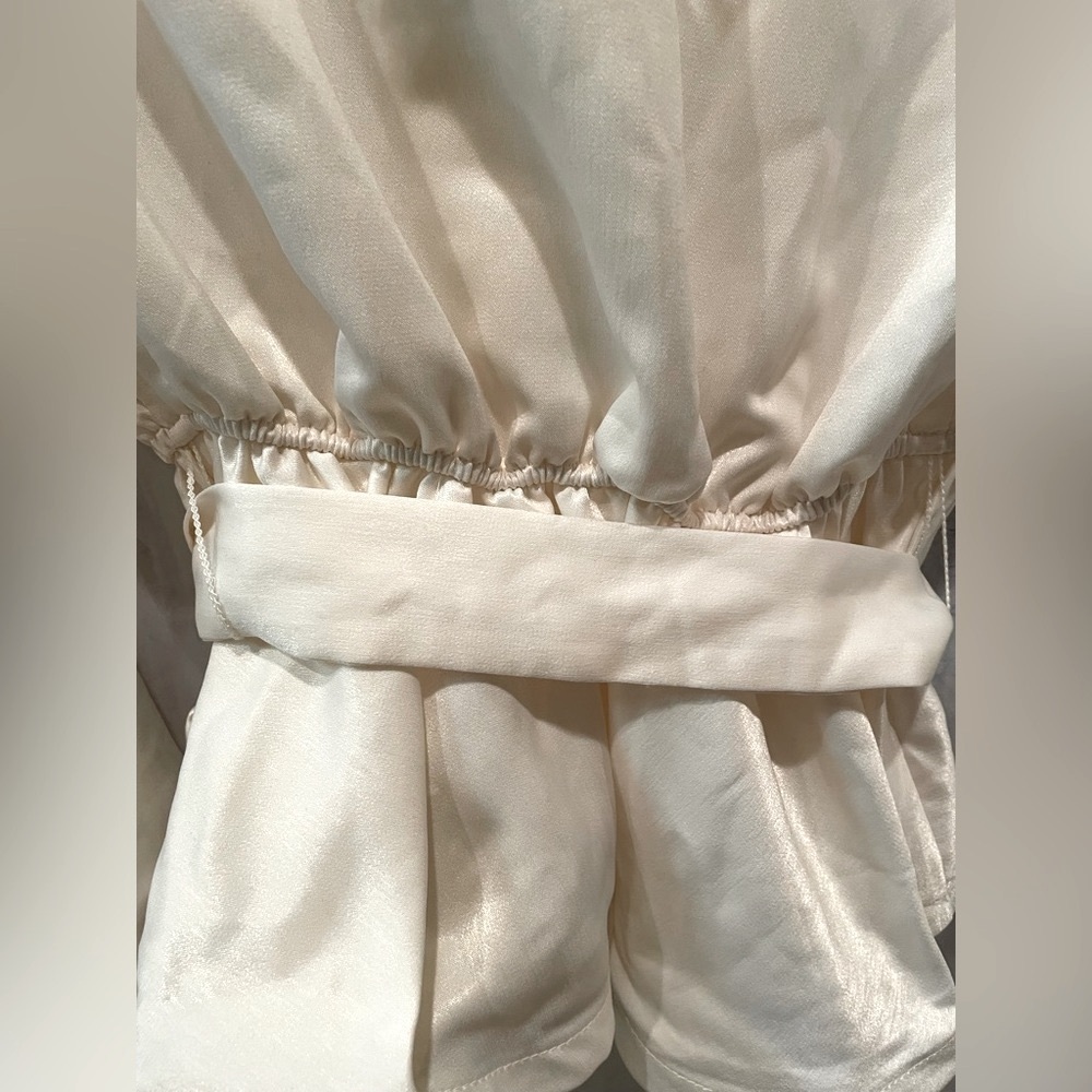 Fashion Nova-Cream Bell Sleeved Blouse with Cinched Waist, Wrap Belt, Size M - Picture 3 of 5